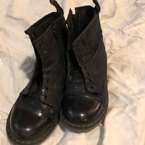 Doc Martin lease up/zippered boots. Sparkly black